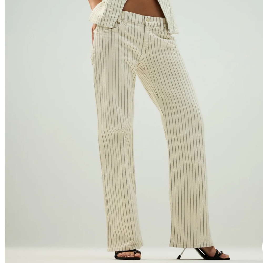 Hudson Jeans Cream and Black Striped Pants